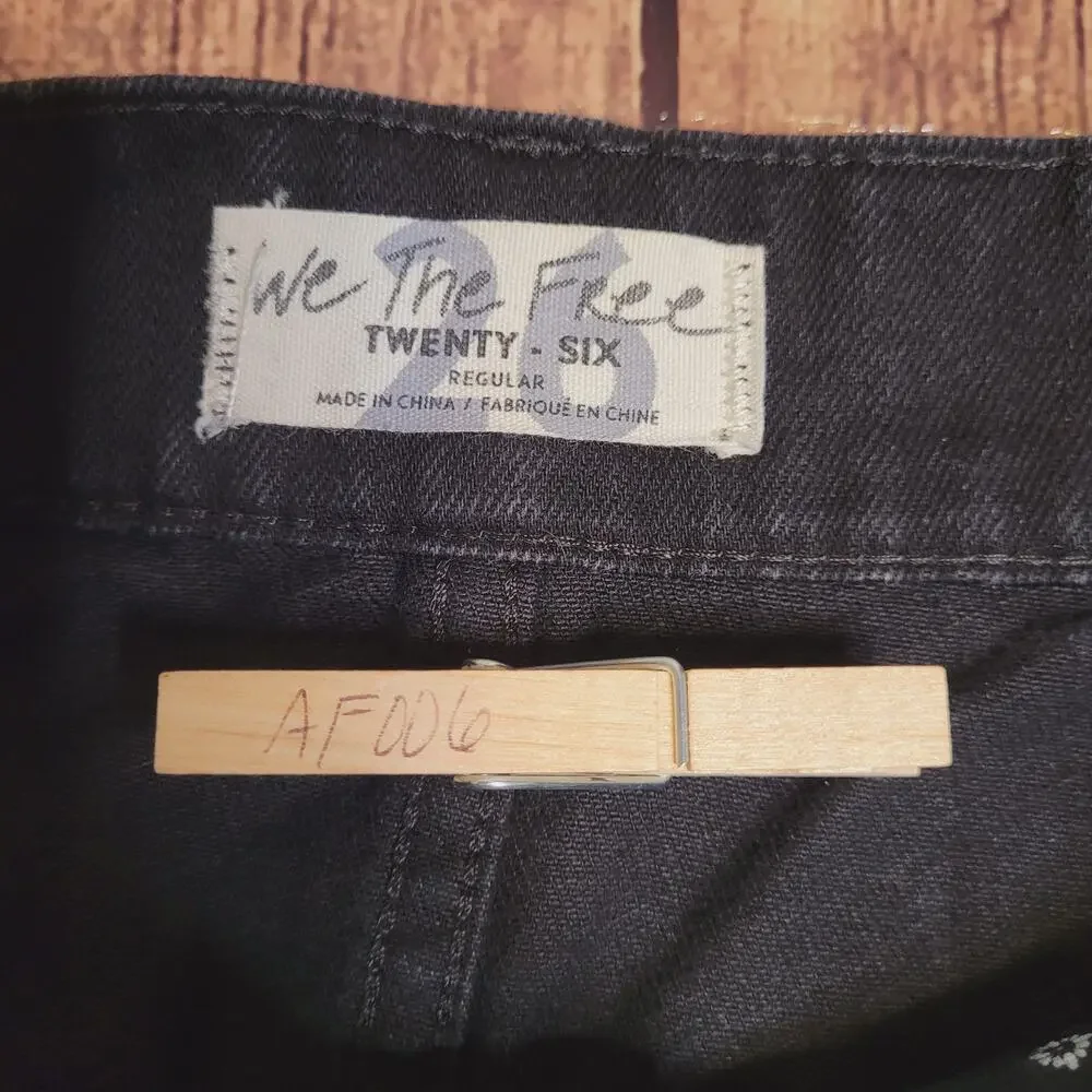 Free People Denim Skirt Womens 26 Black Jade Mini Belted‎ Pockets